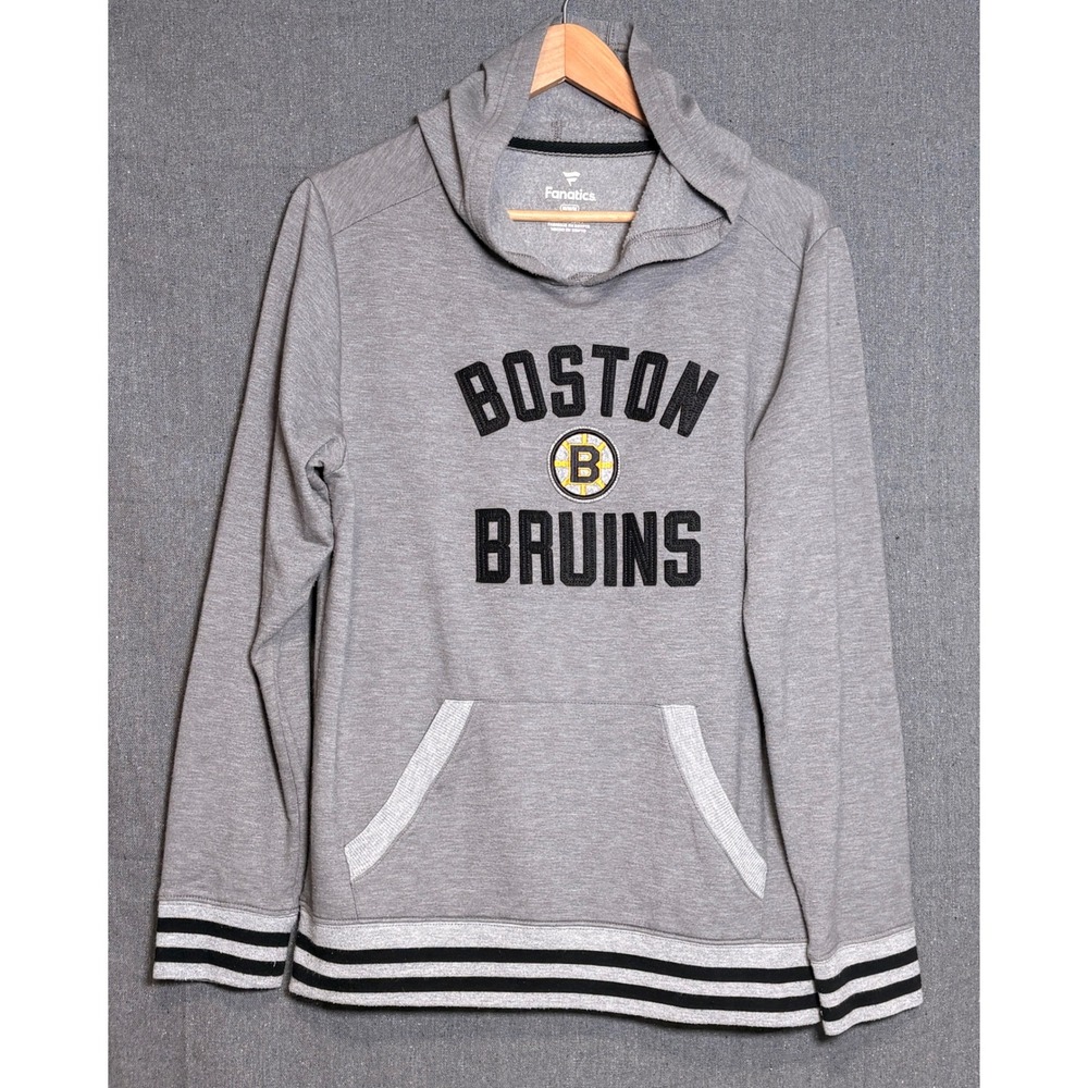 Boston Bruins Fanatics Mens Sz M Gray Lightweight Hoodie NHL Hockey Sweatshirt